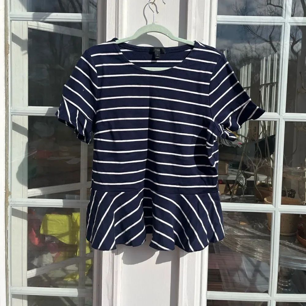 J Crew Structured Striped Peplum Top - Picture 4 of 9